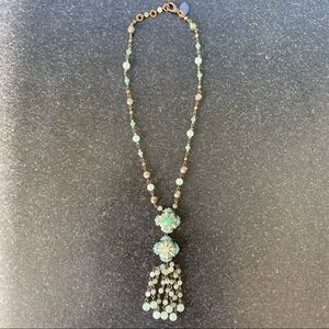 Erickson Beamon Rare Vintage Brass and Glass Bead Chandelier Tassel Necklace